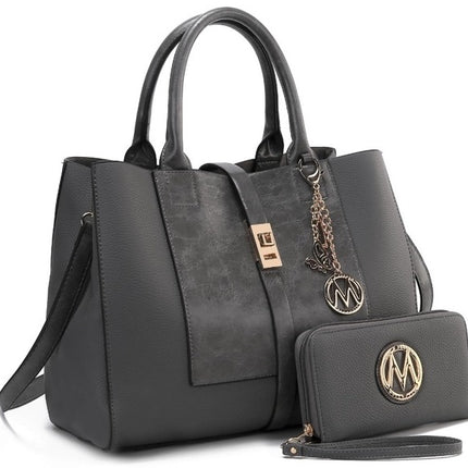 MKF Collection Yola Women's Satchel Handbag with Wristlet Wallet by Mia K.