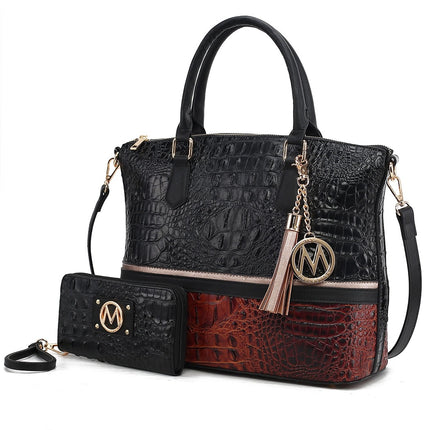 MKF Collection Autumn Crocodile Skin Tote Handbag & Wallet by Mia k