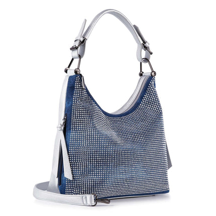 Rhinestone Accented Hobo Handbag