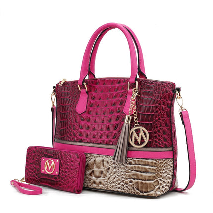 MKF Collection Autumn Crocodile Skin Tote Handbag & Wallet by Mia k