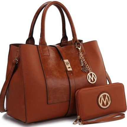 MKF Collection Yola Women's Satchel Handbag with Wristlet Wallet by Mia K.