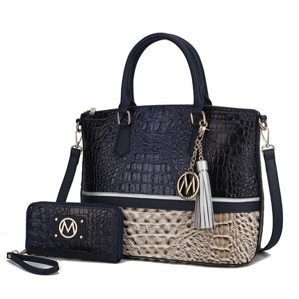 MKF Collection Autumn Crocodile Skin Tote Handbag & Wallet by Mia k